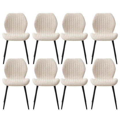8er Set Esszimmerstühle Modern Beige Streifenmuster