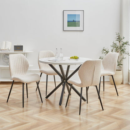 8er Set Esszimmerstühle Modern Beige Streifenmuster
