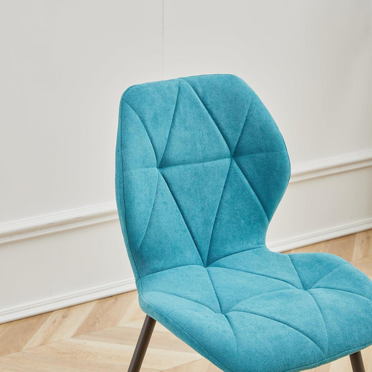 4er-Set Esszimmerstühle Modern Blau Gepolstert mit Rautenmuster