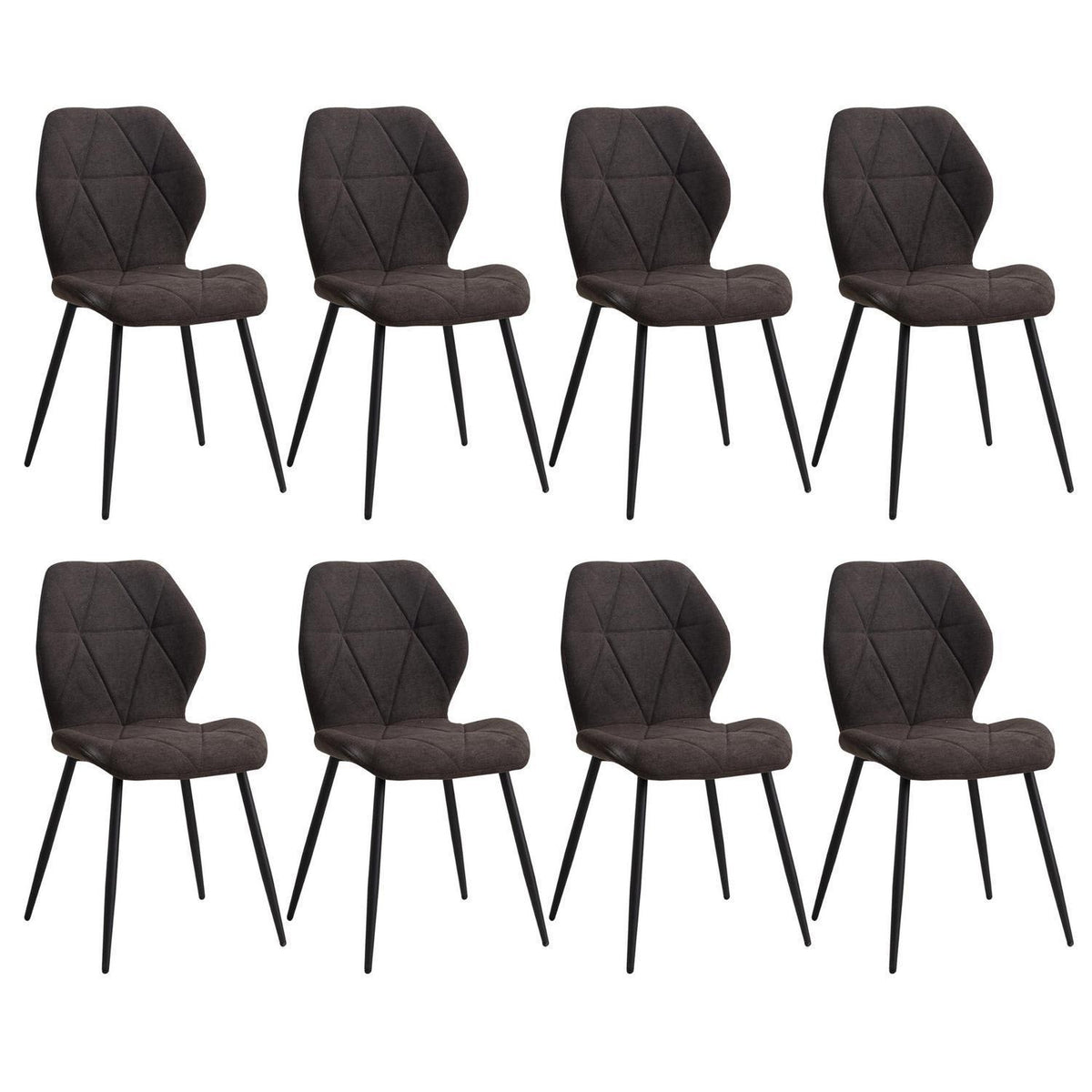 8 Esszimmerstühle Modern Gepolstert Schwarz Rautenmuster
