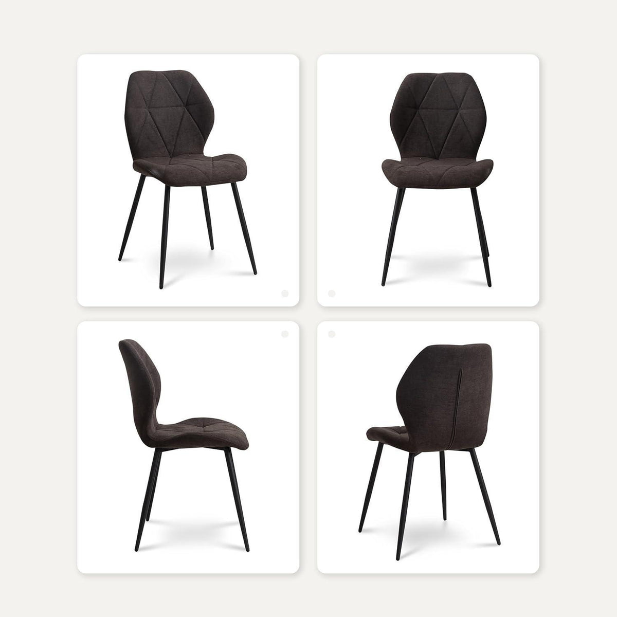 8 Esszimmerstühle Modern Gepolstert Schwarz Rautenmuster