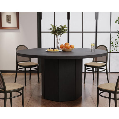 Runder Esstisch Holz Schwarz Eiche | Modern Küchentisch für 4-6 Personen