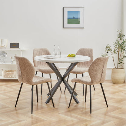 8er Set Moderne Esszimmerstühle Braun mit Streifenmuster