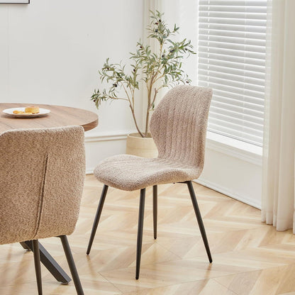 8er Set Moderne Esszimmerstühle Braun mit Streifenmuster