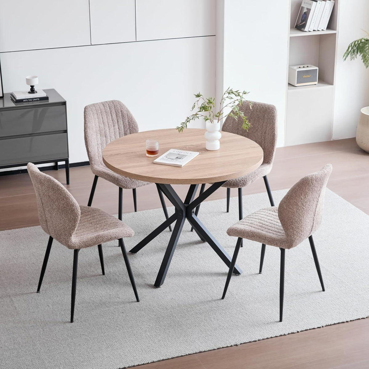 Moderner Esszimmerstuhl Set Braun - 4er Pack mit Streifenmuster