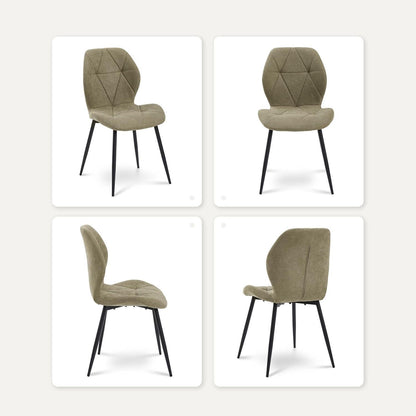 Moderner Esszimmerstuhl Set, Grün, 4er-Pack mit Rautenmuster