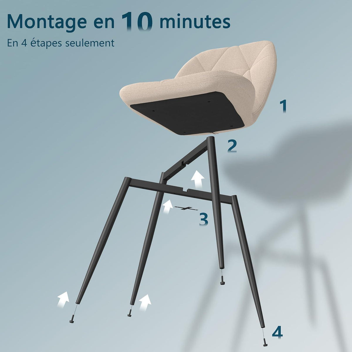 8 Esszimmerstühle Modern Beige Gepolstert mit Rautenmuster