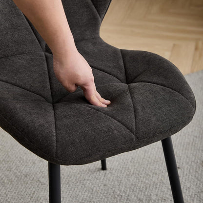 Moderner Esszimmerstuhl Set 4er – Gepolstert, Rautenmuster Schwarz