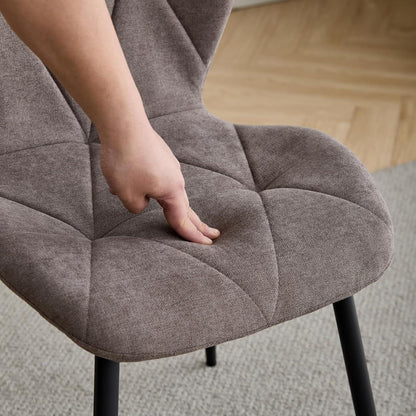 8er-Set Moderne Esszimmerstühle Braun, Gepolstert mit Rautenmuster