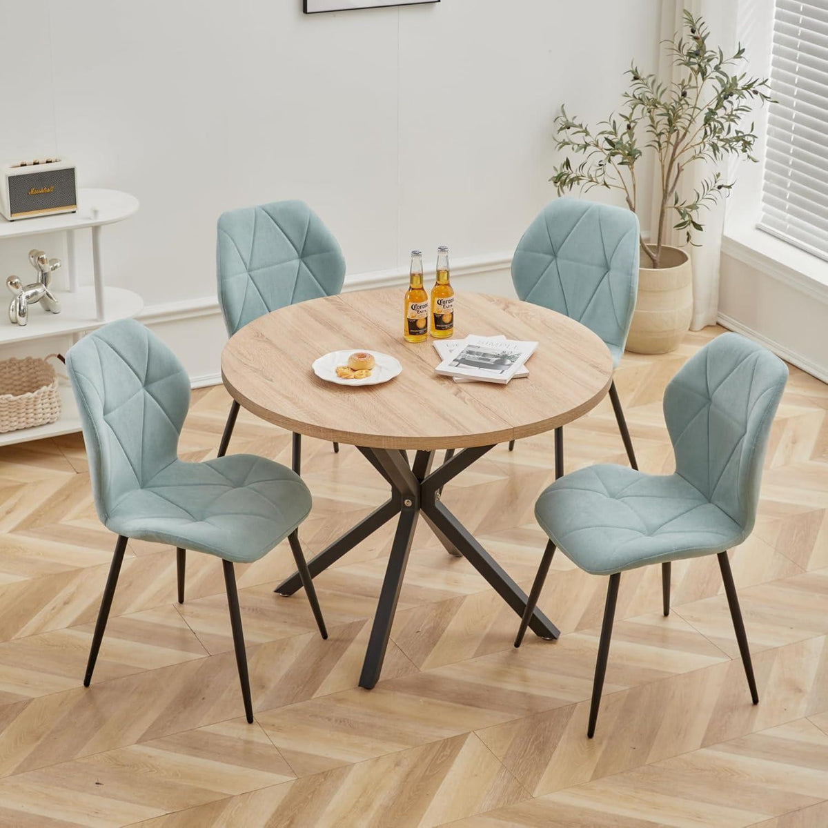 8 Esszimmerstühle Mintgrün, Modern & Gepolstert