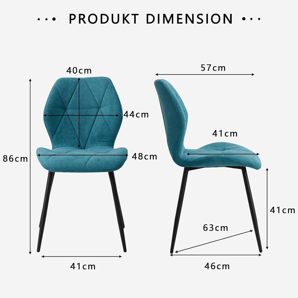 8 Esszimmerstühle Modern Blau Gepolstert mit Rautenmuster