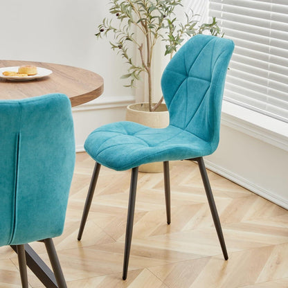 8 Esszimmerstühle Modern Blau Gepolstert mit Rautenmuster