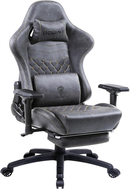 Gaming Stuhl Dowinx ergonomisch mit Massage und Fußstütze in Grau