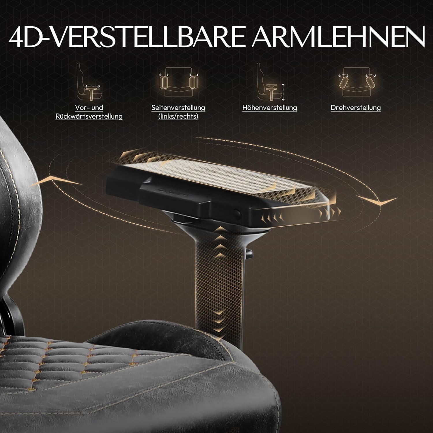 Ergonomischer Gaming Stuhl mit Massage und Fußstütze, Grau
