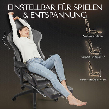 Gaming Stuhl Bürostuhl Ergonomisch mit 4D Armlehnen, Massage und