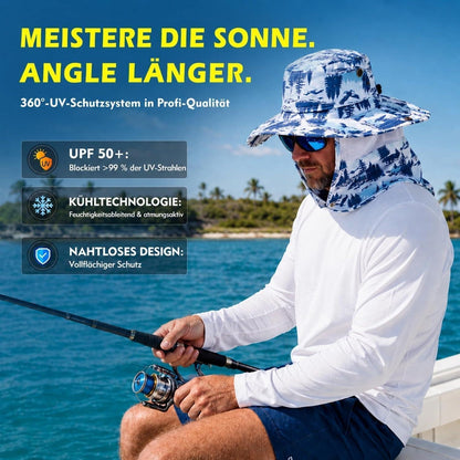 Sonnenhut mit Nackenschutz UPF 50 | Wasserdicht & Kühlend | Beige XL-XXL