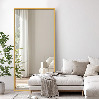 Ganzkörperspiegel Gold Metallrahmen 193x86cm – Stehend & Wandmontage