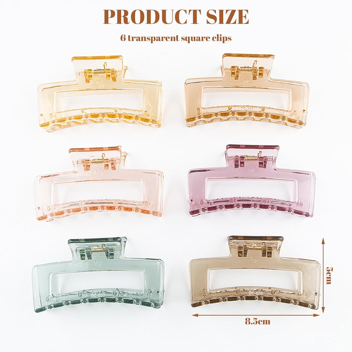 6er Set Große Acryl Haarklammern für Damen, Starke Clips für