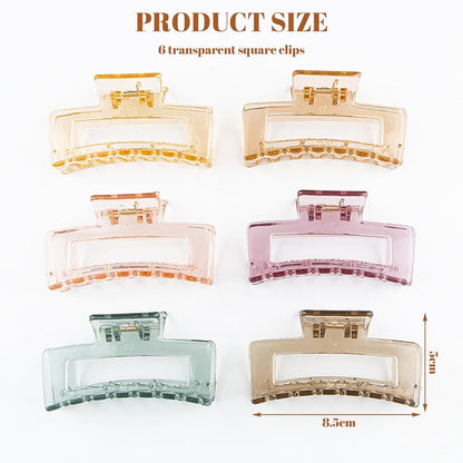 6er Set Große Acryl Haarklammern für Damen, Starke Clips für