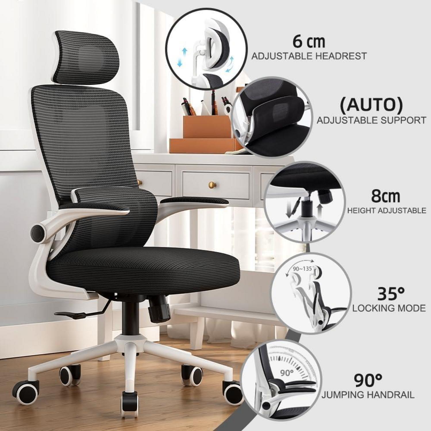 Bürostuhl mit Kopfstütze und Lordosenstütze, Schaukelfunktion