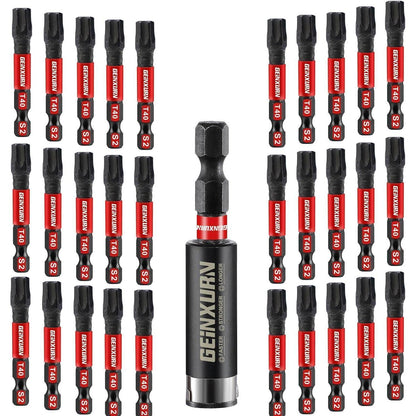 Schlagfester Torx T40 Schrauberbitsatz 50mm, 30 Stück mit Magnet-Bit-Halter