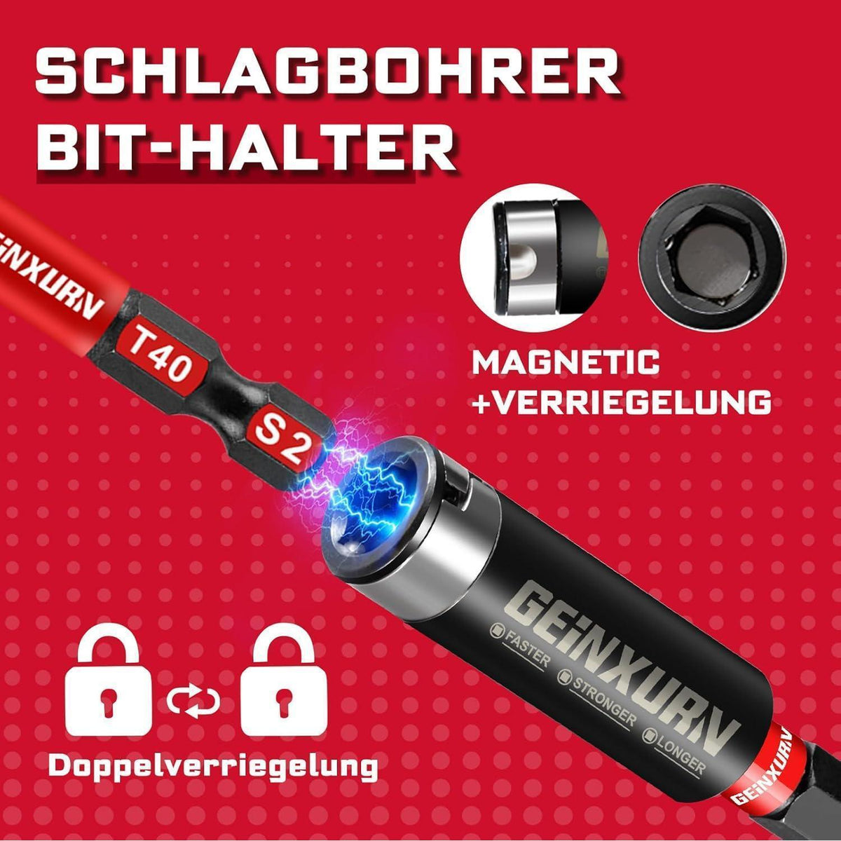 Schlagfester Torx T40 Schrauberbitsatz 50mm, 30 Stück mit Magnet-Bit-Halter