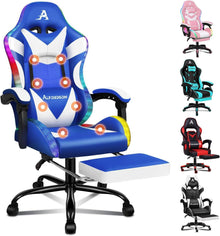 Massage-Gaming-Stuhl LED Neigung PU-Leder Fußstütze höhenverstellbar