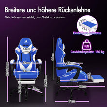 Gaming-Stuhl mit Massagepunkten, Fußstütze, Neigung - Blau