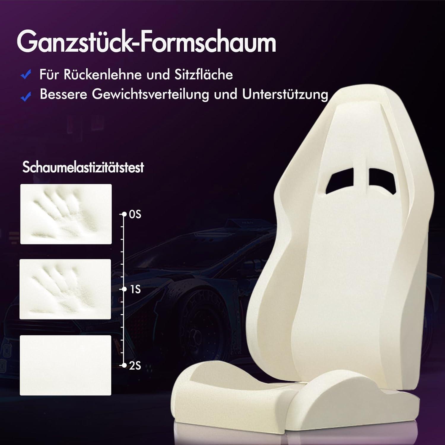 Gamer-Stuhl mit Fußstütze, Massagepunkten, 150° Neigung, ergonomisch, höhenverstellbar, 180 kg Tragkraft, Blau