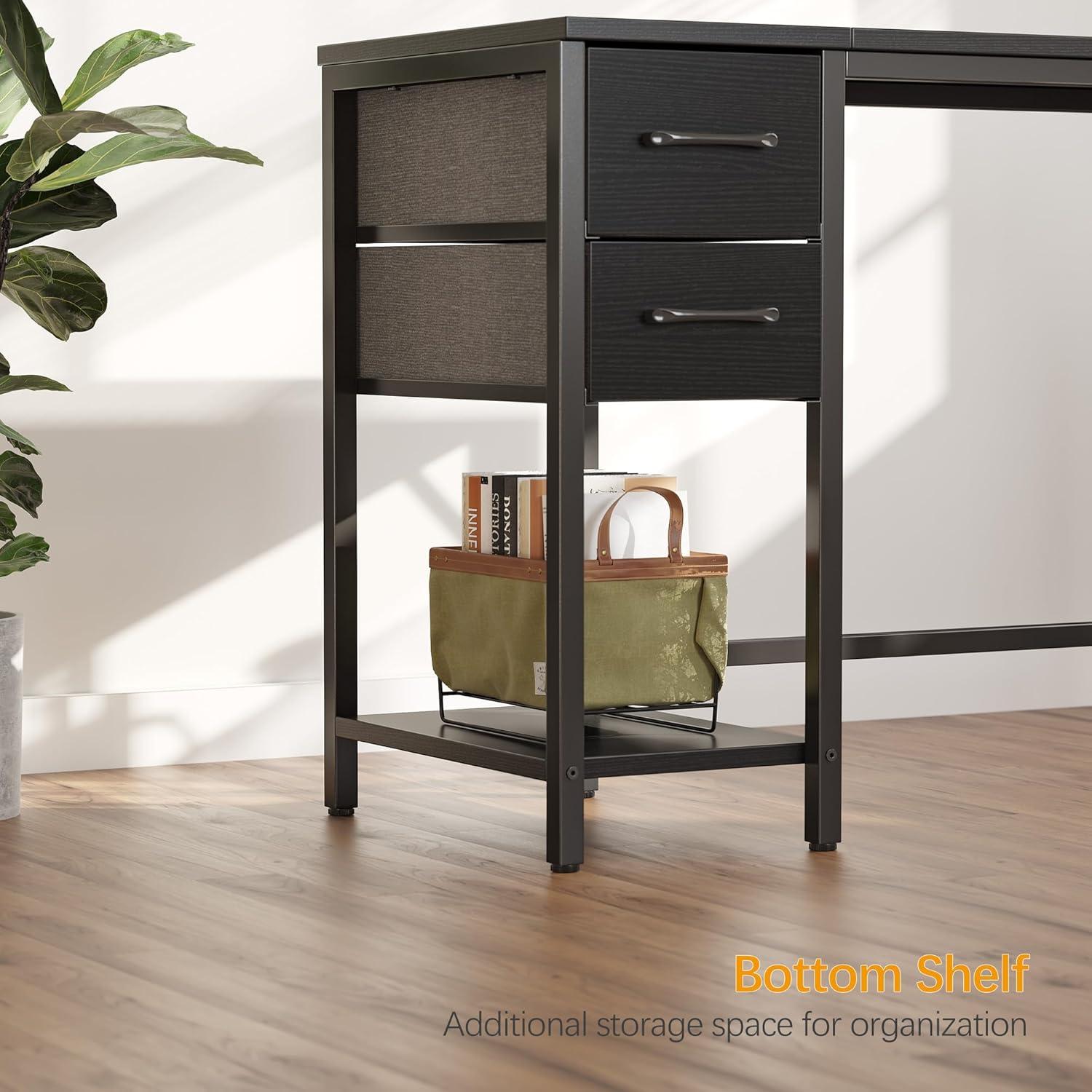 Schreibtisch mit Schubladen 100×50 Stahlgestell Industrie-Design Schwarz