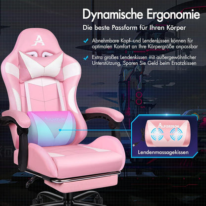 Massage-Gaming-Stuhl LED 150° Neigung ergonomisch höhenverstellbar