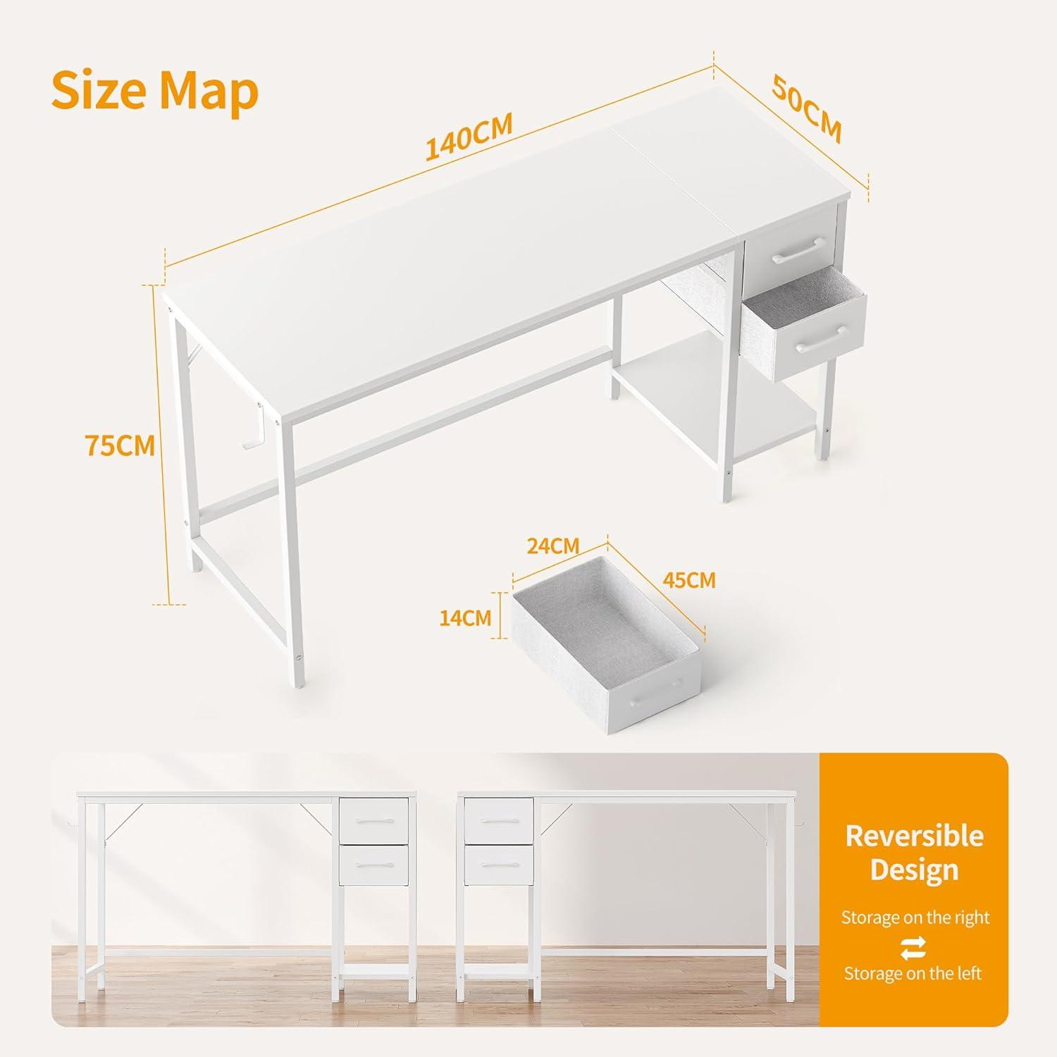Schreibtisch mit Schubladen 140x50x75cm