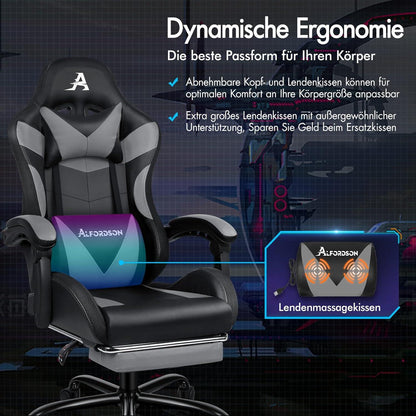Massage-Gaming-Stuhl LED 150° Neigung ergonomischer Chefsessel