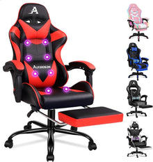 Gaming-Stuhl mit einziehbarer Fußstütze und 8