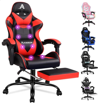 Gaming-Stuhl mit einziehbarer Fußstütze und 8
