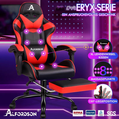 Gaming-Stuhl mit einziehbarer Fußstütze und 8