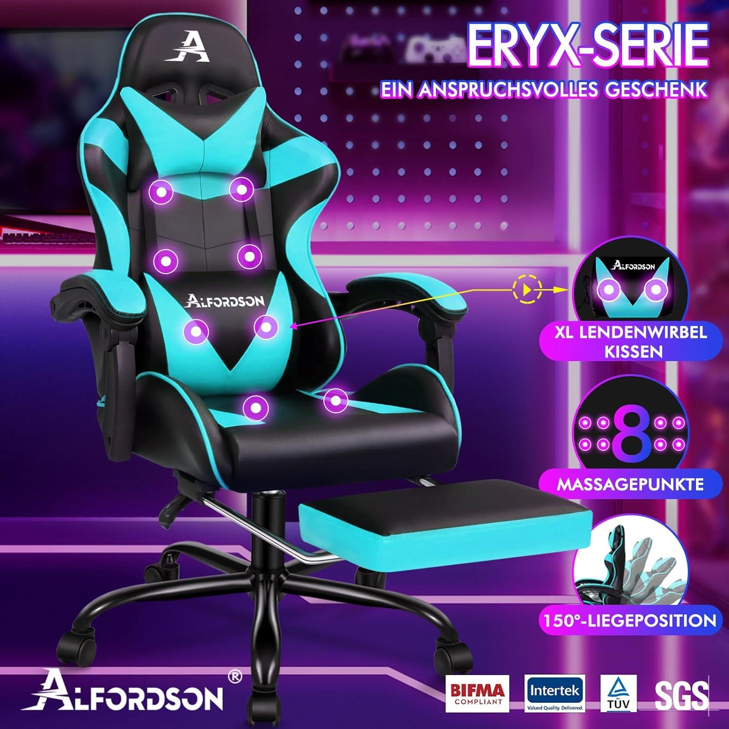Gaming-Stuhl mit Fußstütze, Racing-Sessel, 8