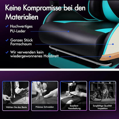 ALFORDSON Gaming-Stuhl mit Massagepunkten und Fußstütze - Cyan Eryx