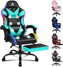 Massage-Gaming-Stuhl LED Neigung höhenverstellbar Rennstuhl 180 kg