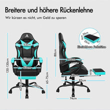Massage-Gaming-Stuhl mit LED und Fußstütze, Cyan Lyam-Serie