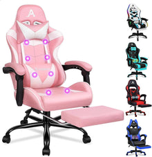 Gaming-Stuhl mit Massagepunkten & Fußstütze, 150° Neigung
