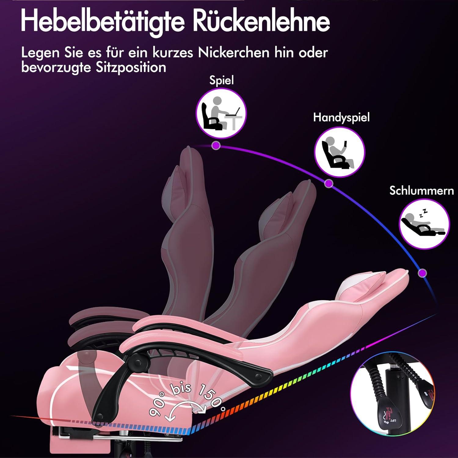 Gaming-Stuhl mit einziehbarer Fußstütze, 8