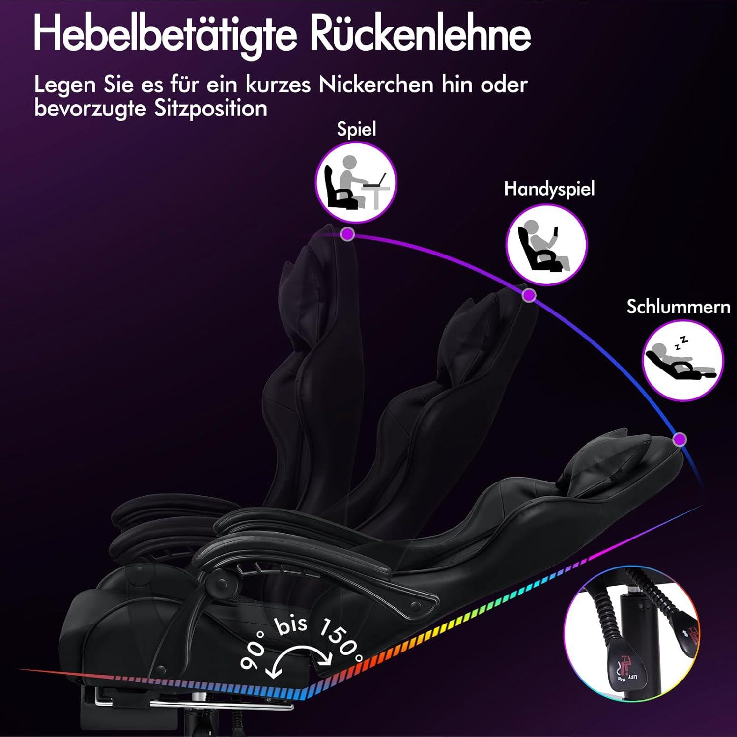 Gamer-Stuhl Racing-Sessel mit Fußstütze, 8