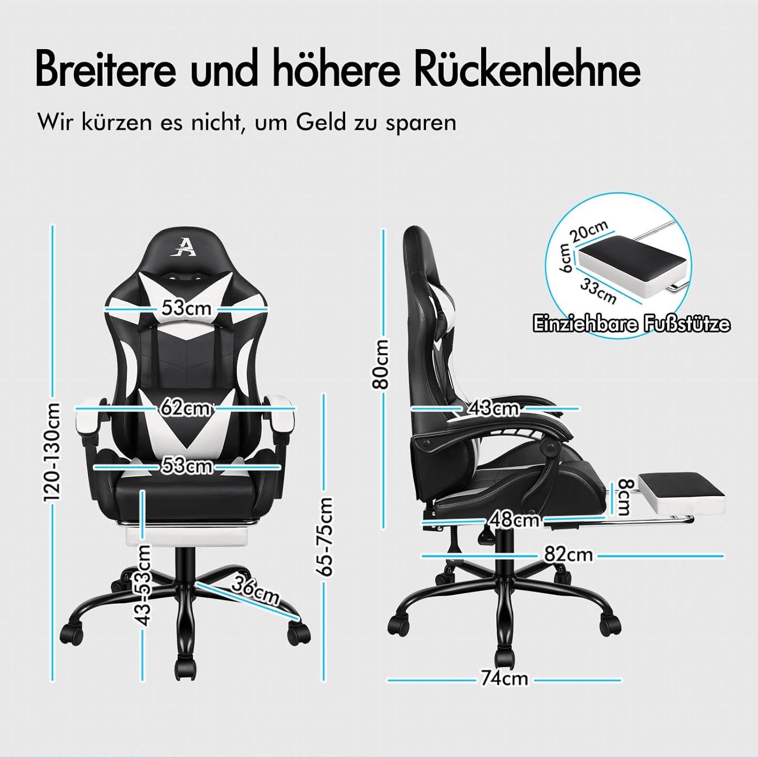 Massage-Gaming-Stuhl LED 150° Neigung PU-Leder