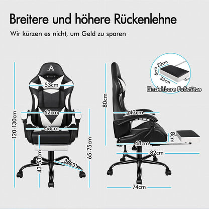 Massage-Gaming-Stuhl LED 150° Neigung PU-Leder