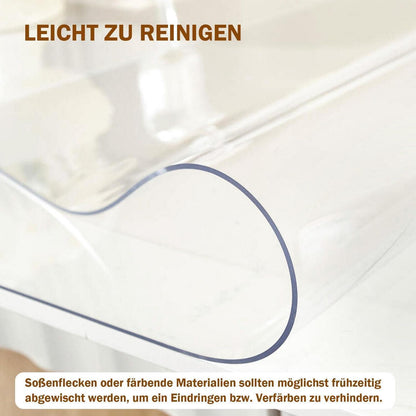 Royhom Tischfolie Transparent 110x200 cm – Glasklare PVC Tischauflage