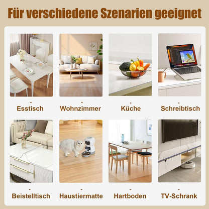 Royhom Tischfolie Transparent 110x200 cm – Glasklare PVC Tischauflage