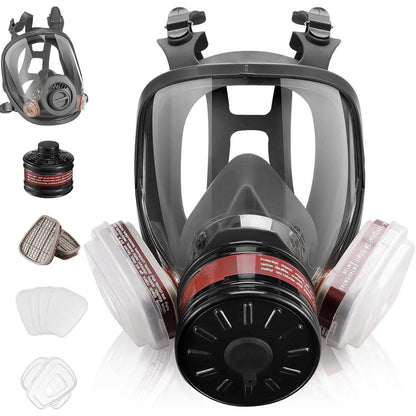 Vollgesichts Gasmaske mit Aktivkohlefilter – Schutz vor Gasen & Staub