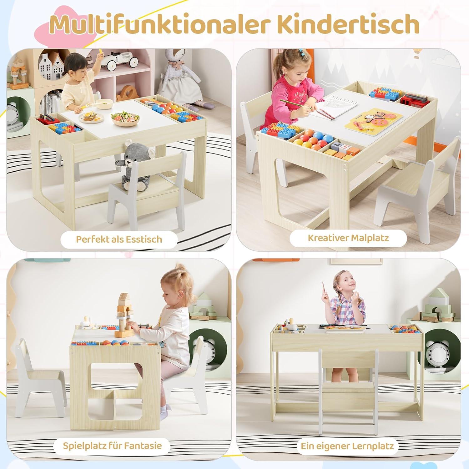 Kindersitzgruppe mit Stauraum und 2 Stühlen für Kinder ab 3