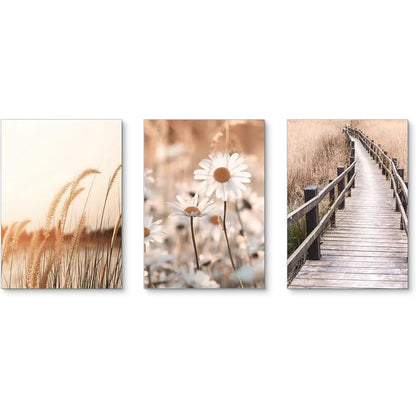 Boho Poster Set 3er Strand Landschaft Leinwandbild 50x70cm